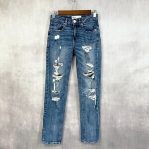 Garage‎ Womens Jeans Girlfriend Distressed Size 00 Low Rise Grunge Thrash Street